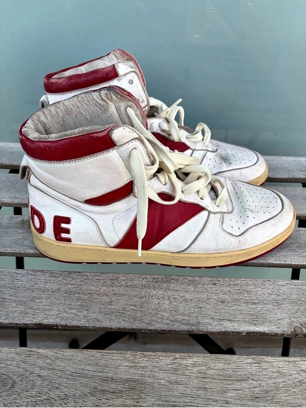 Rhude Bradley High Top Sneakers White & Red US 10